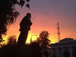 Lenin statue with dramatic red sky Lenin statue with dramatic red sky