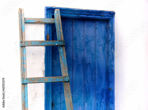 Photo: Blue Ladder and Blue Wooden Door in Mykonos Blue Ladder and Blue Wooden Door in Mykonos