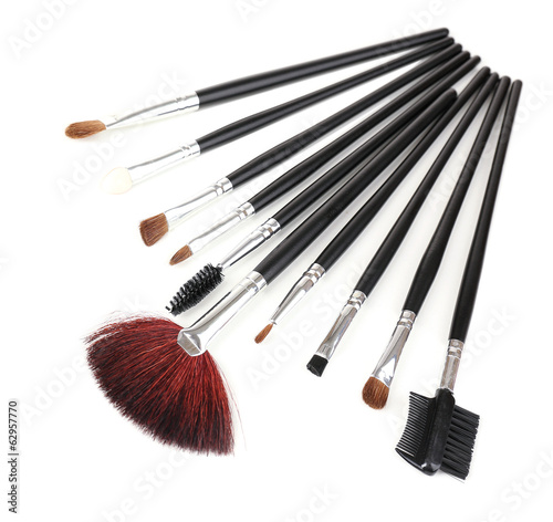 Photo: Set of make-up brushes isolated on white Set of make-up brushes isolated on white