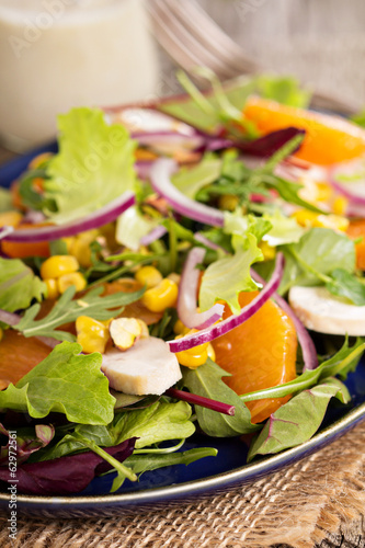 Photo: Salad with chicken, oranges and greens Salad with chicken, oranges and greens