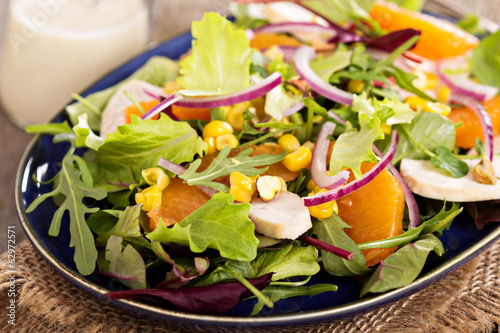 Photo: Salad with chicken, oranges and greens Salad with chicken, oranges and greens