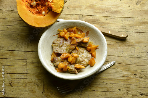 Photo: Lonza di maiale con zucca Pork meat with pumpkin Lonza di maiale con zucca Pork meat with pumpkin