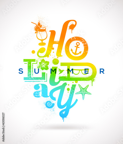 Vector: Summer holidays multicolored type design Summer holidays multicolored type design