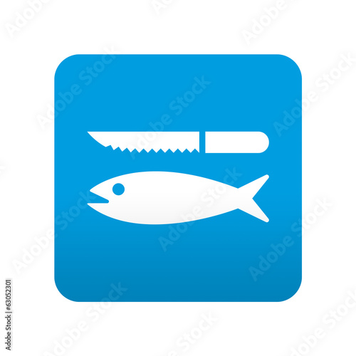 Illustration: Etiqueta tipo app azul simbolo limpieza de pescado Etiqueta tipo app azul simbolo limpieza de pescado