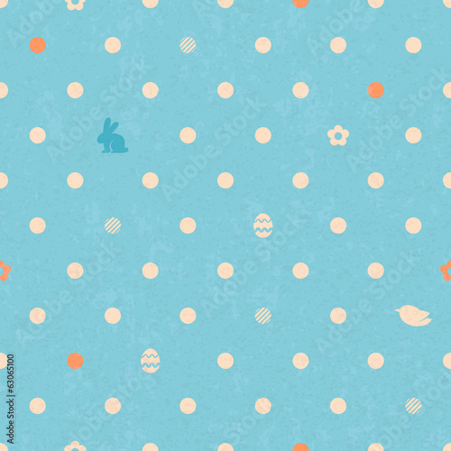 Vector: Easter polka dot seamless vintage pattern in blue color. Easter polka dot seamless vintage pattern in blue color.