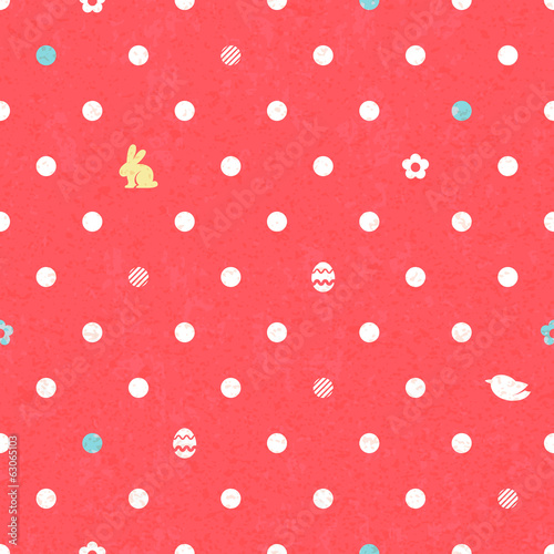 Vector: Easter polka dot seamless vintage pattern in red color. Easter polka dot seamless vintage pattern in red color.