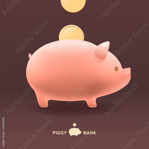 Vector: Piggy moneybox with golden coins, vector Eps10 image. Piggy moneybox with golden coins, vector Eps10 image.