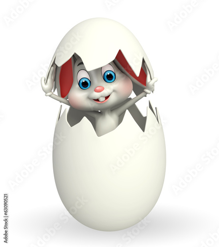 Illustration: cute easter bunny with white egg cute easter bunny with white egg