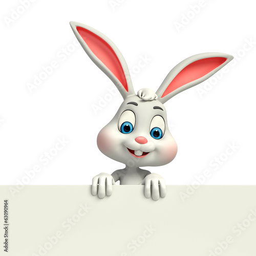 Illustration: cute easter bunny with sign cute easter bunny with sign