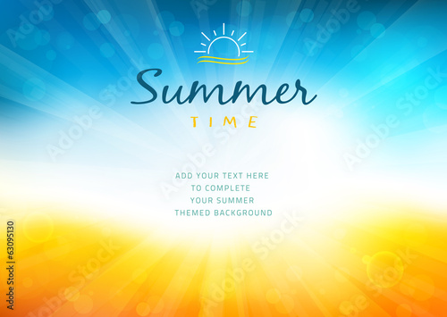 Vector: Summer time background with text - illustration Summer time background with text - illustration