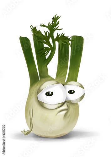 Illustration: Sad fennel, disappointed vegetable cartoon character Sad fennel, disappointed vegetable cartoon character