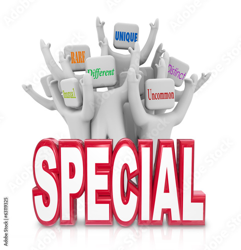 Illustration: Special People Team Cheering Unique Qualities Different Distinct Special People Team Cheering Unique Qualities Different Distinct