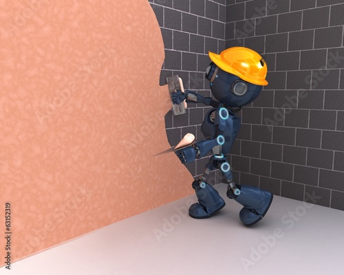 Illustration: Android plastering a wall Android plastering a wall
