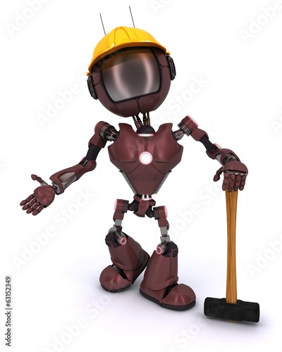 Illustration: android builder with a sledgehammer android builder with a sledgehammer