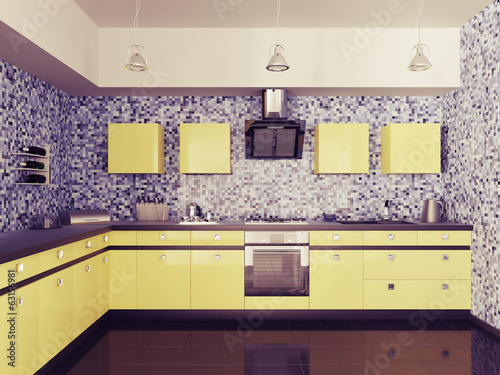 Illustration: Modern kitchen interior 3d Modern kitchen interior 3d
