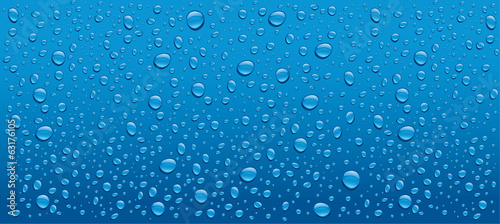 Fototapeta water drops on blue background