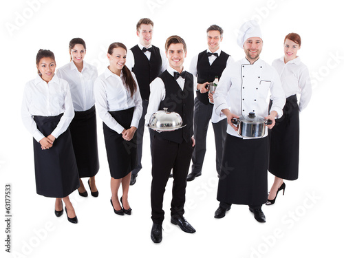 Photo: Large group of waiters and waitresses Large group of waiters and waitresses