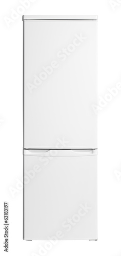 Photo: The image of enclosed refrigerator isolated on white. The image of enclosed refrigerator isolated on white.