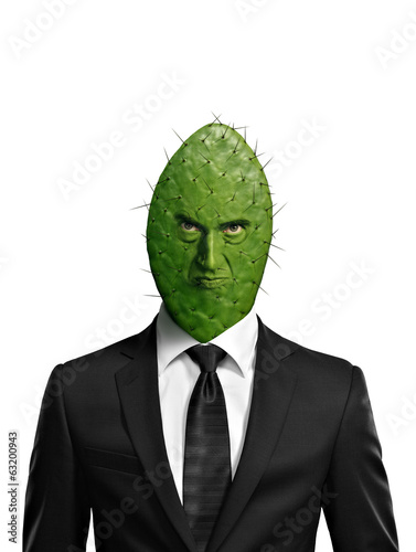 Photo: Portrait of a cactus head businessman Portrait of a cactus head businessman