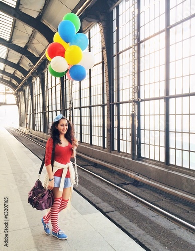 Instant Collection: Pretty woman with balloons Pretty woman with balloons