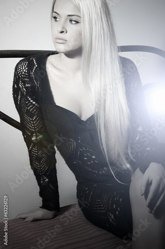 Photo: Beautiful blond Sexy woman in dress.passion.Sexy posing Girl. Beautiful blond Sexy woman in dress.passion.Sexy posing Girl.