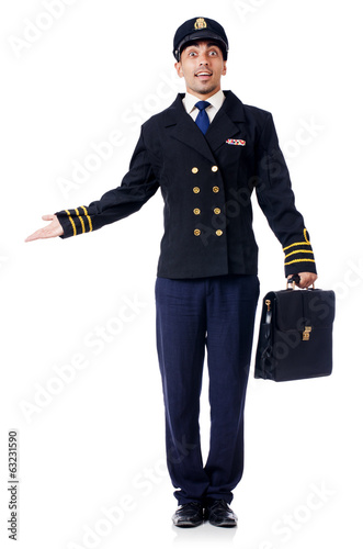 Photo: Young pilot isolated on the white Young pilot isolated on the white