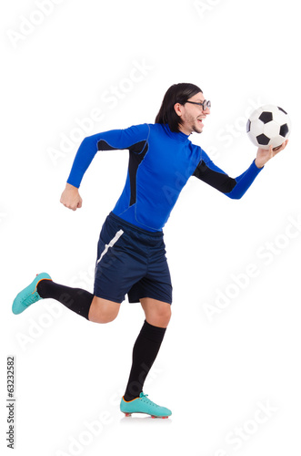 Photo: Football player isolated on the white background Football player isolated on the white background