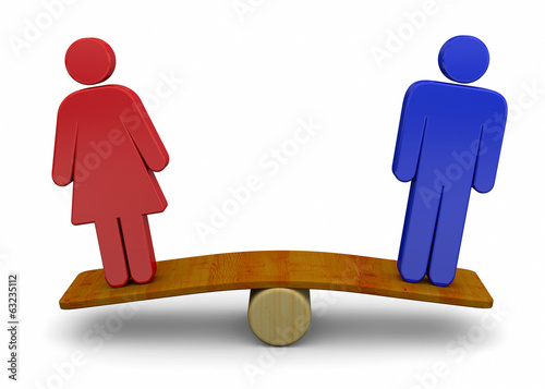 Illustration: Man And Woman Sex Equality Concept - 3D Man And Woman Sex Equality Concept - 3D