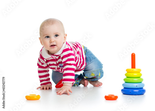 Photo: baby boy playing with educational toy baby boy playing with educational toy