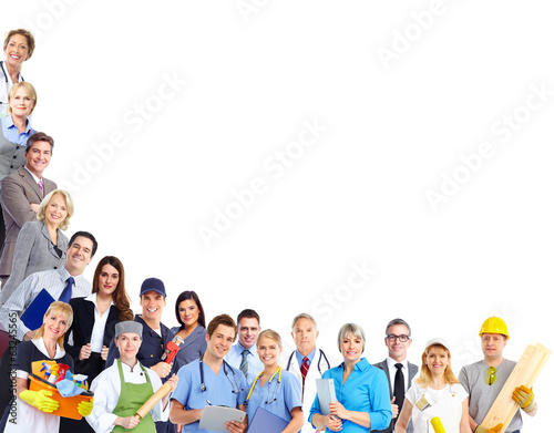 Photo: Group of workers people. Group of workers people.
