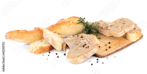 Photo: Fresh pate with bread isolated on white Fresh pate with bread isolated on white