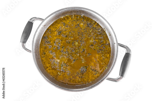Photo: large saucepan with sorrel soup large saucepan with sorrel soup