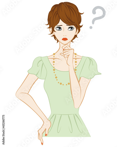 Vector: Short hair women, Question Mark Short hair women, Question Mark