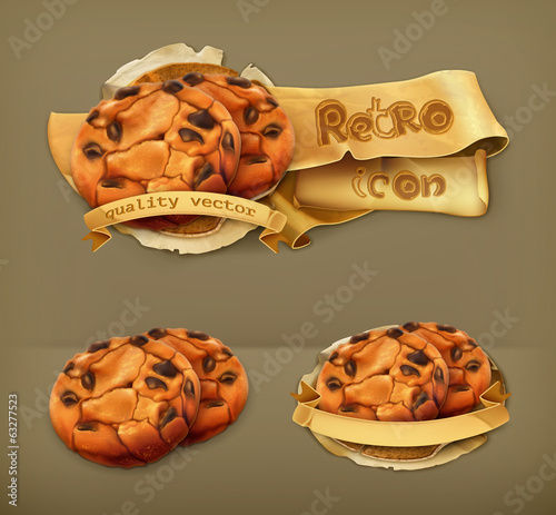 Vector: Chocolate cookies, retro vector icon Chocolate cookies, retro vector icon