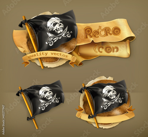 Vector: Jolly Roger, retro vector icon Jolly Roger, retro vector icon