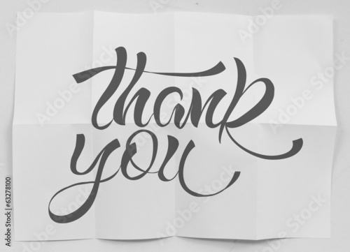 Illustration: show design word THANK YOU on crumpled paper as concept show design word THANK YOU on crumpled paper as concept