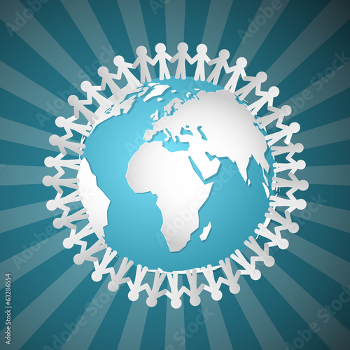 Vector: Vector People Holding Hands Around Globe Vector People Holding Hands Around Globe