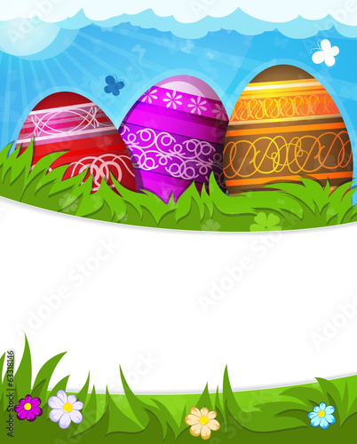 Vector: Red, purple and brown painted Easter eggs Red, purple and brown painted Easter eggs