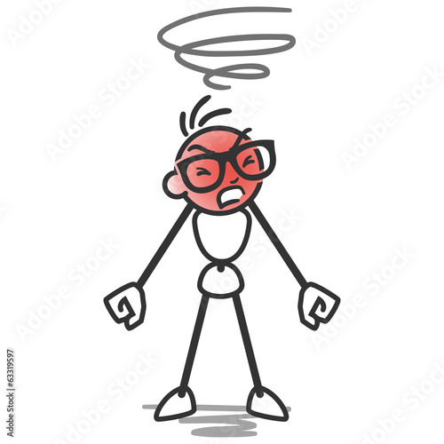 Vector: Funny furious stick man, clenched fists, red face Funny furious stick man, clenched fists, red face