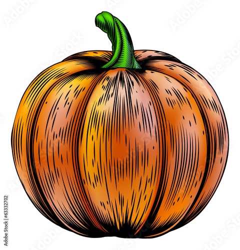 Vector: Pumpkin vintage woodcut illustration Pumpkin vintage woodcut illustration