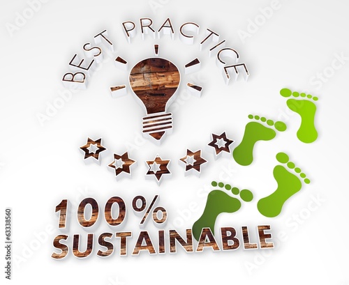 Illustration: sustainable best practice 3d symbol sustainable best practice 3d symbol