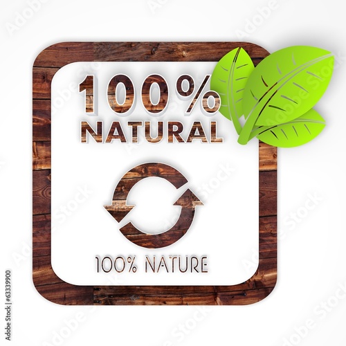 Illustration: 100 percent natural button 100 percent natural button