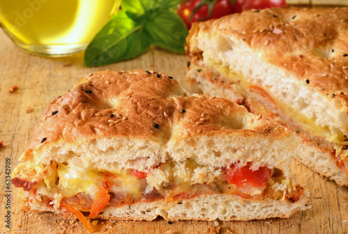 Photo: Turkish bread filled with ham and cheese Turkish bread filled with ham and cheese