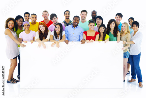 Photo: Large Group of People Holding Board Large Group of People Holding Board