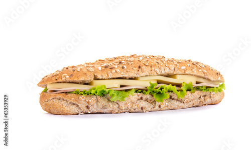 Photo: Long sandwich - baguette with cheese Long sandwich - baguette with cheese