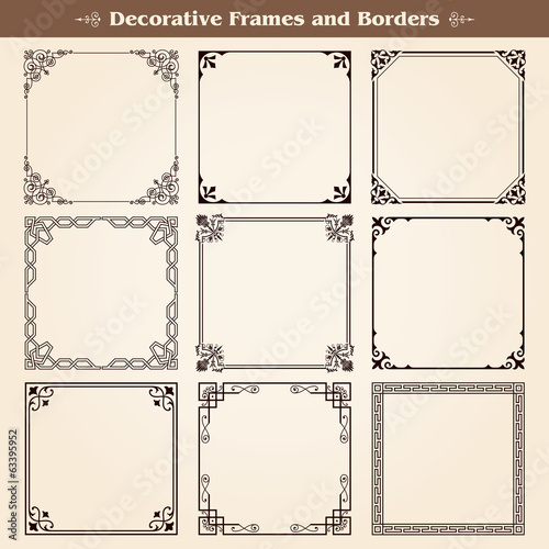 Vector: Decorative frames and borders set vector Decorative frames and borders set vector