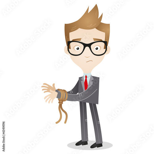 Vector: Cartoon businessman with tied hands Cartoon businessman with tied hands