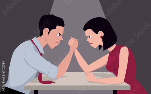 Vector: Man and woman armwrestling Man and woman armwrestling