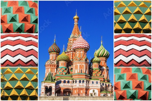 Photo: collage. St. Basil's Cathedral in Moscow collage. St. Basil's Cathedral in Moscow