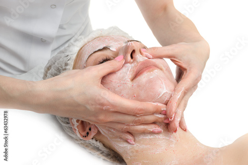 Photo: facial massage with scrub mask facial massage with scrub mask